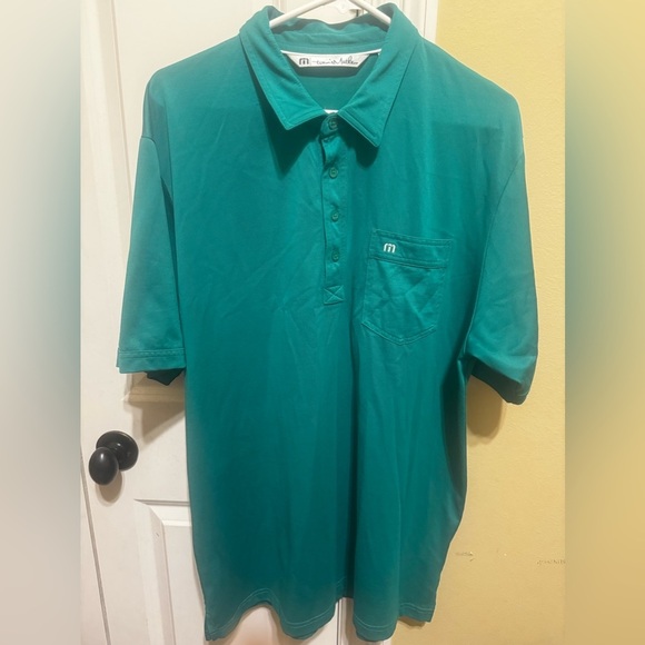 Travis Mathew Green Short Sleeve Men’s Polo Shirt Chest Pocket Sz XL - Picture 2 of 11
